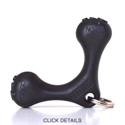 Original Yoogo key ring made from a solid piece of ultra-rigid, unbreakable polymer*;UV protector Hand-assembled 15 mm ring with 70 Kg (155 lb) tensile strength; Hand-assembled 15 mm ring with 70 Kg (155 lb) tensile strength; Includes two 28 mm rings with a tensile strength of 47 Kg (105 lb);